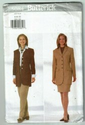 5084 BUTTERICK UNLINED LONGER JACKET, TAPER SKIRT, PANTS PATTERN 18-22 UNCUT